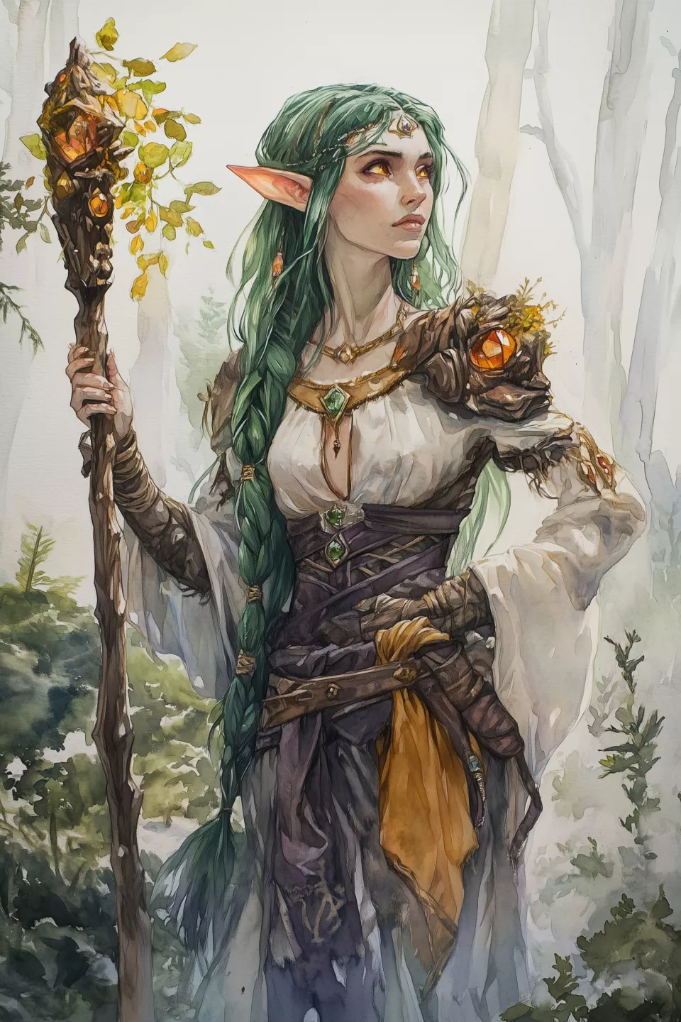 Elegant elven character portrait